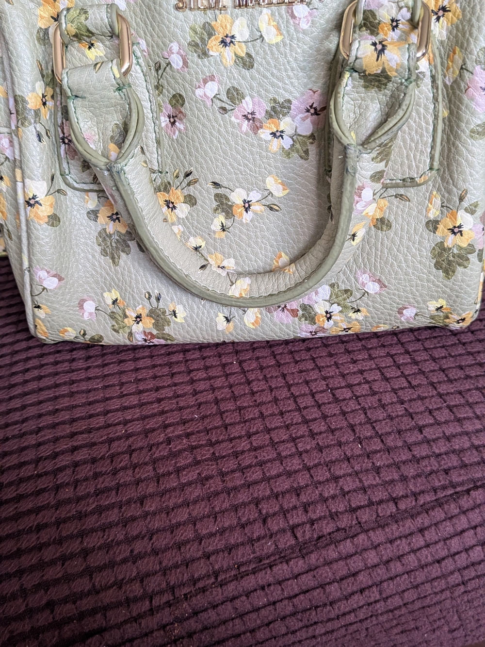 Steve Madden Floral Print Satchel in Sage Green